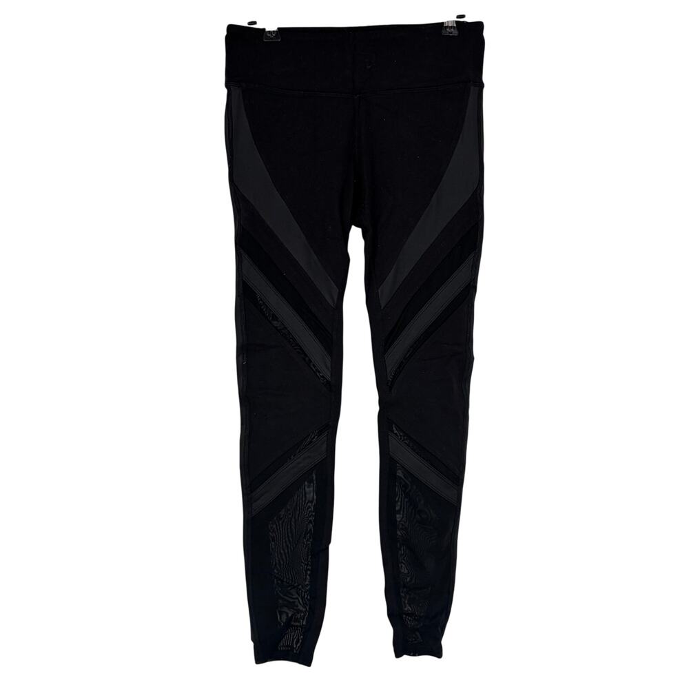Alo Yoga Women's Black Net Trim Inserts Mesh Leggings Size Small